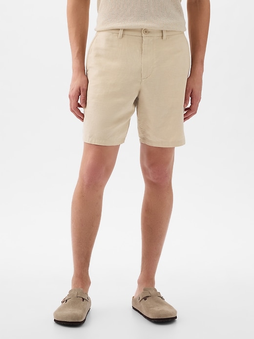 Image number 2 showing, 8" Linen-Cotton Shorts