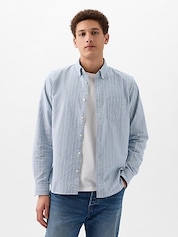 GAP Mens Linen Long Sleeve Shirt Standard Fit Bainbridge Blue S  : Clothing, Shoes & Jewelry