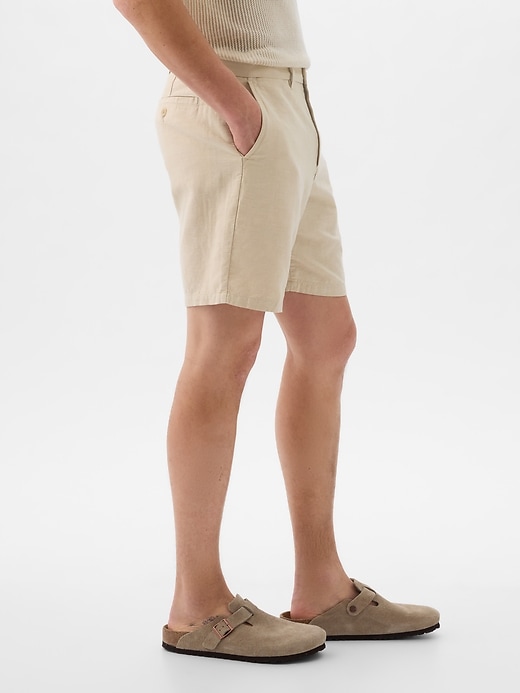 Image number 3 showing, 8" Linen-Cotton Shorts