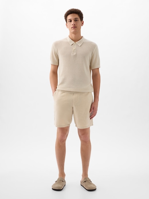 Image number 1 showing, 8" Linen-Cotton Shorts