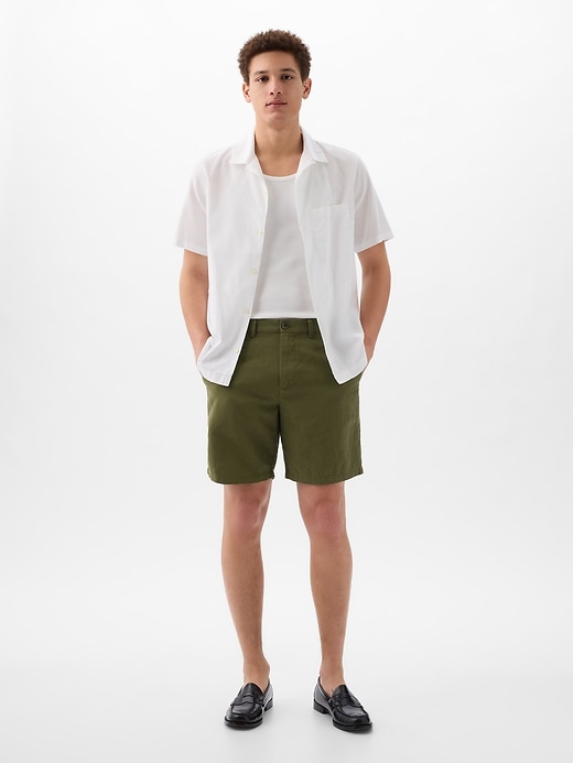 Image number 1 showing, 8" Linen-Cotton Shorts