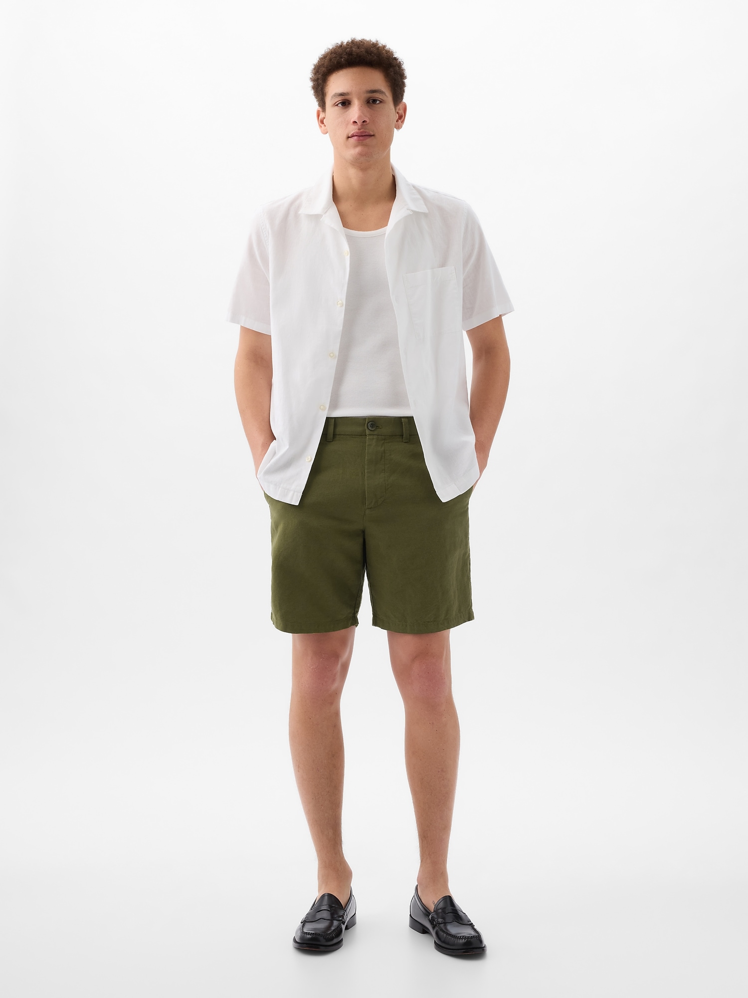 8" Linen-Cotton Shorts