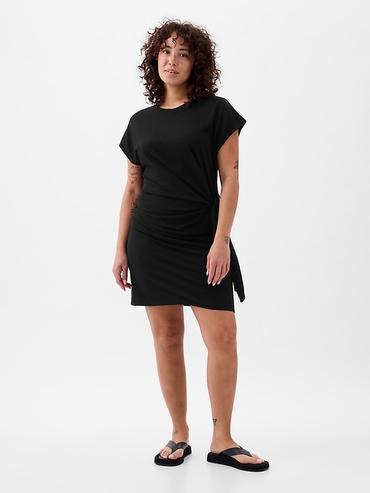 Image number 4 showing, Tie-Knot Mini T-Shirt Dress