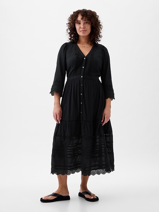 Image number 4 showing, Textured Crinkle Lace Midi Dress