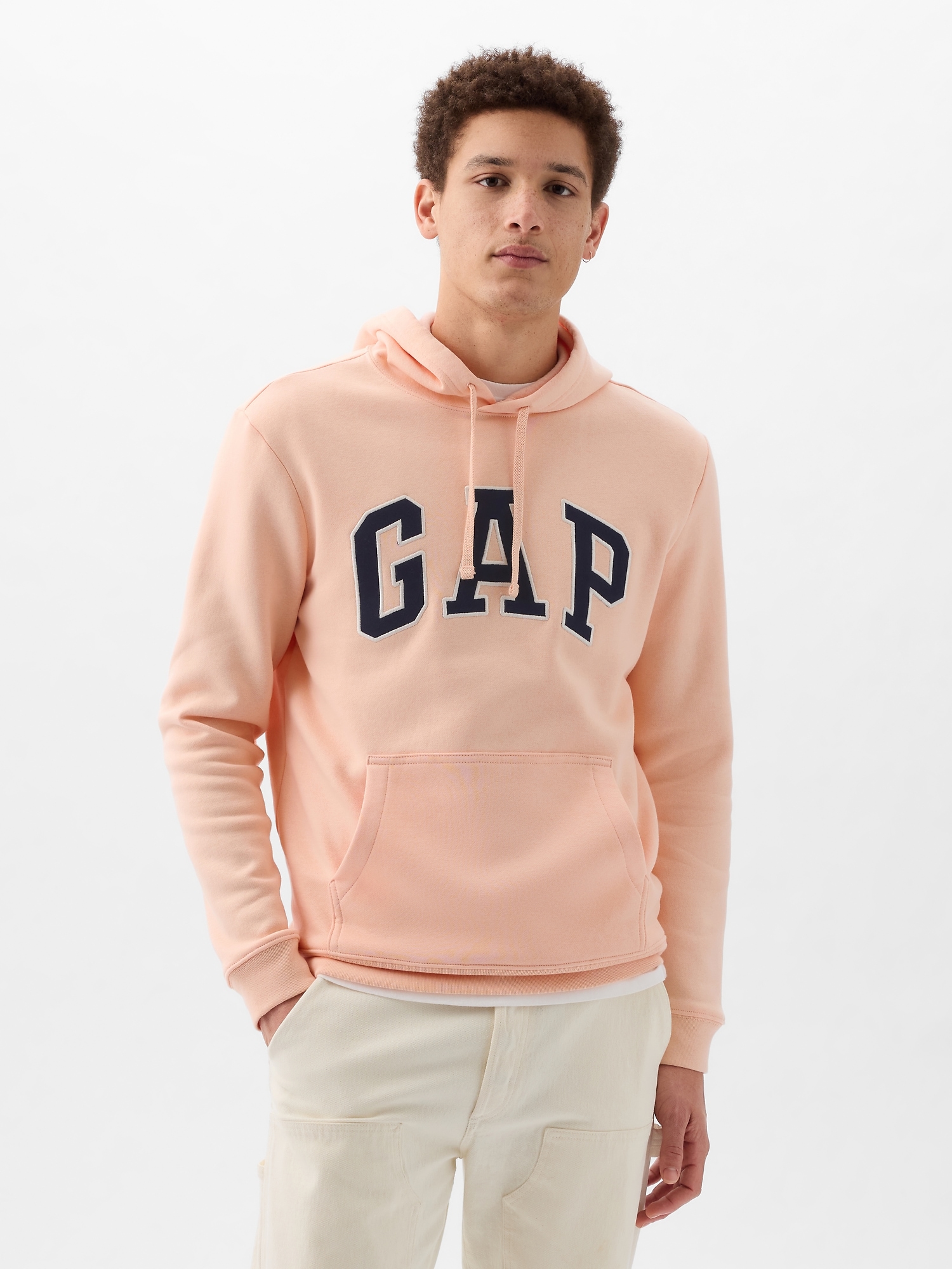 Shop Gap Arch Logo Hoodie In Peach Parfait
