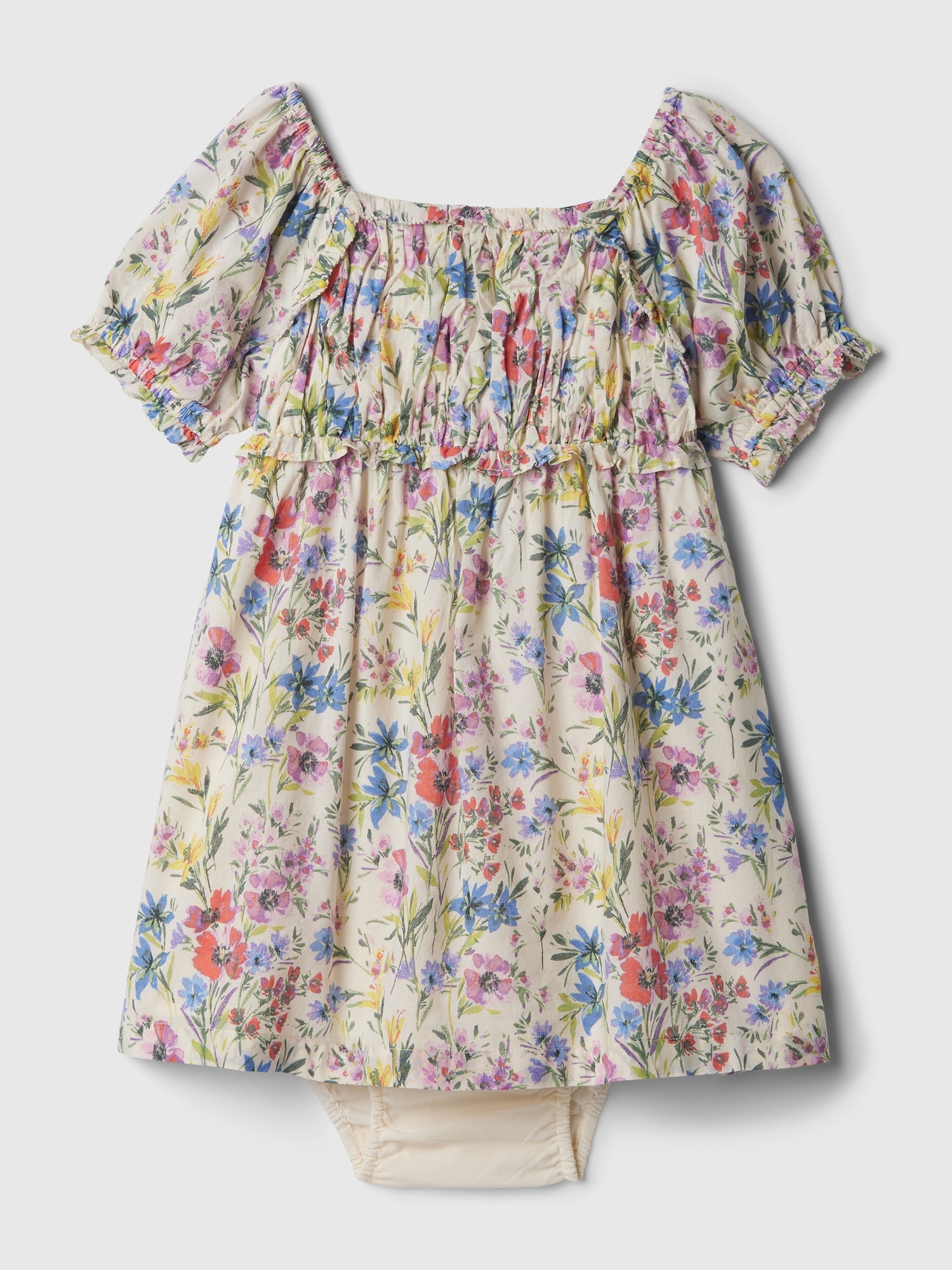 Shop Gap Baby Puff Sleeve Dress In White Multi Floral