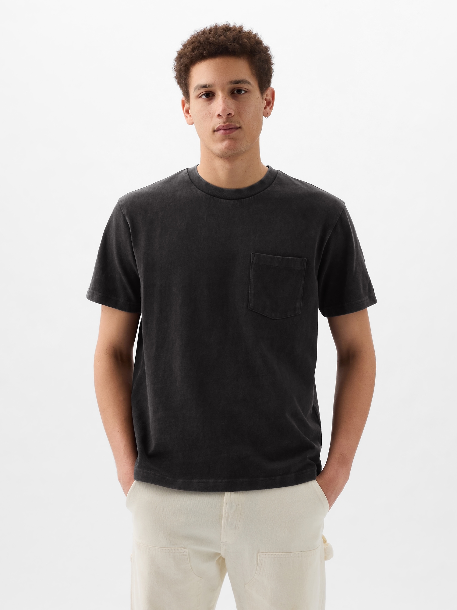 Shop Gap Heavyweight Pocket T-shirt In Black