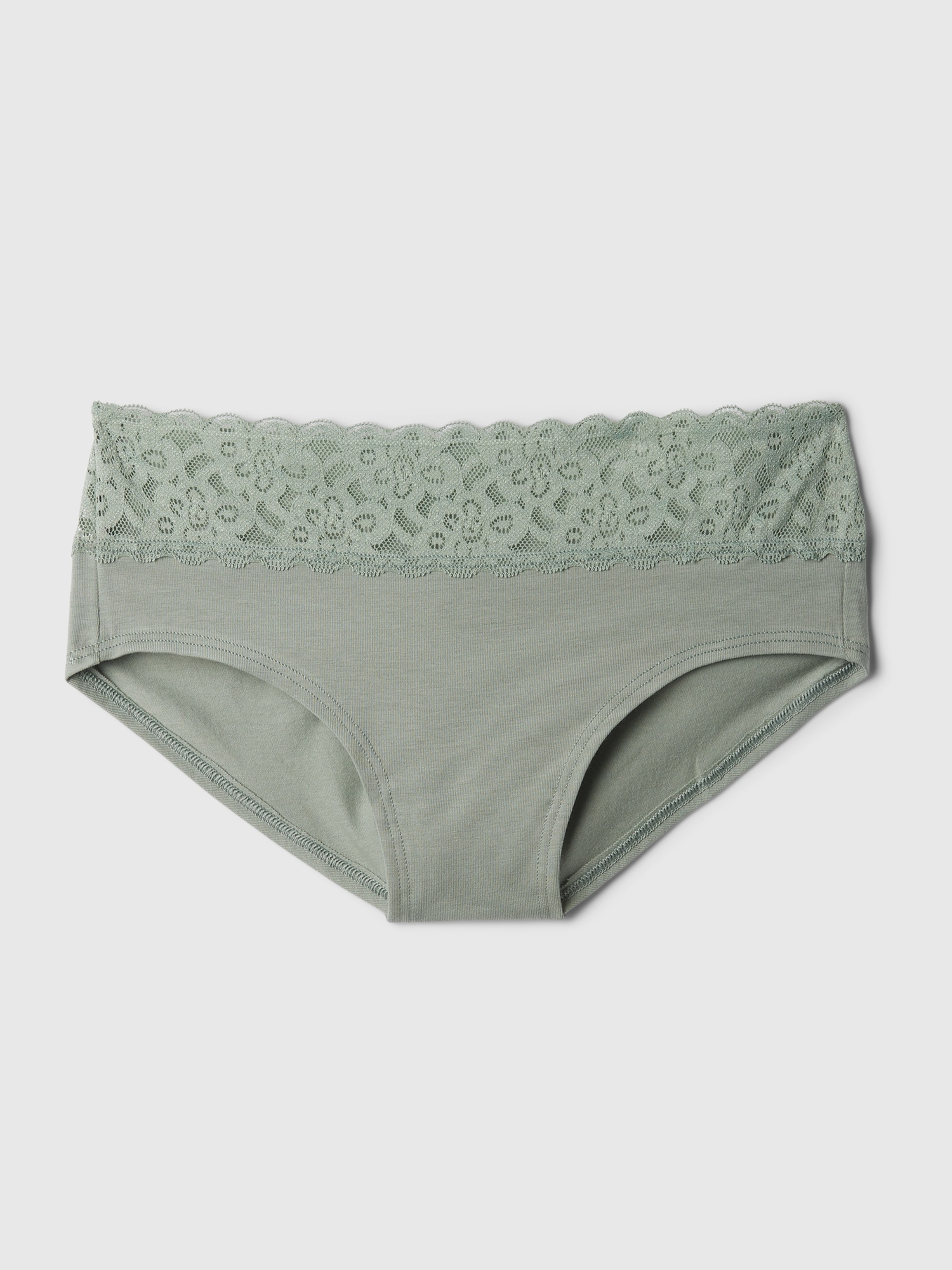 Buy Sage Green Lace Detail High Leg Knickers 6, Knickers