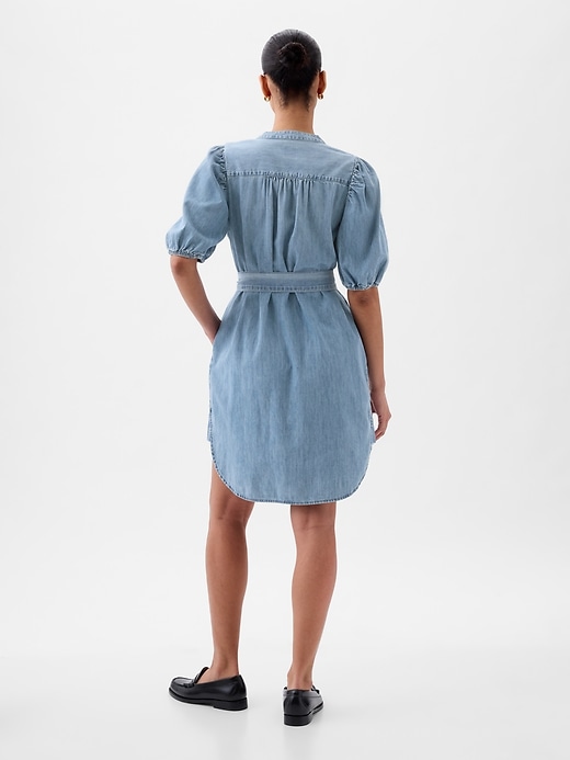 Image number 2 showing, Puff Sleeve Denim Mini Dress