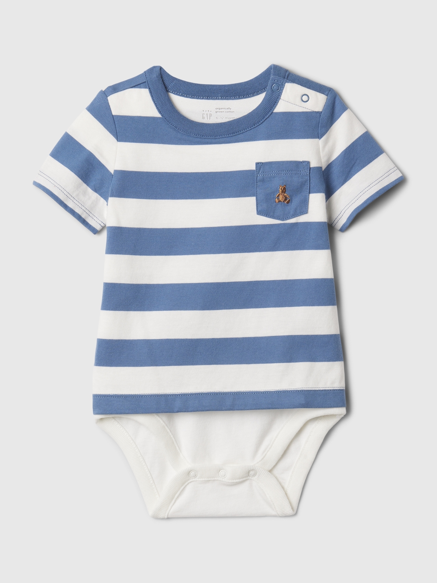 Gap Baby Organic Cotton Stripe Pocket Bodysuit In Bainbridge Blue