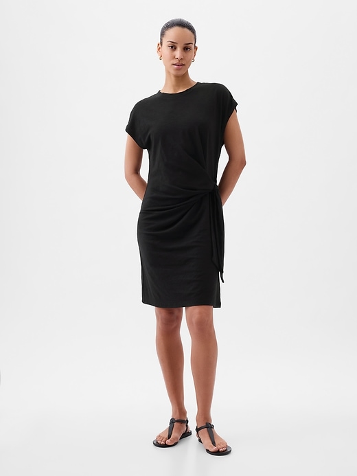 Image number 1 showing, Tie-Knot Mini T-Shirt Dress