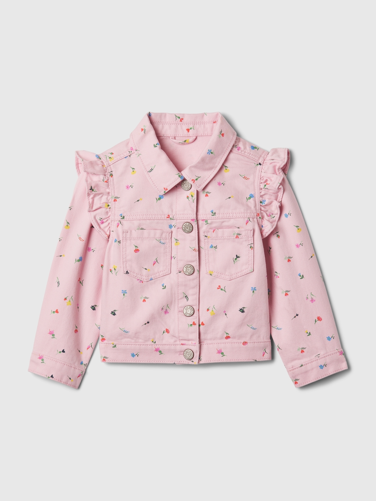 Gap Baby Flutter Icon Denim Jacket In Pink Print
