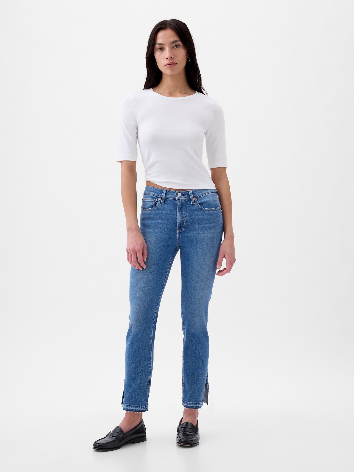 Shop Gap Mid Rise Vintage Slim Jeans In Medium Indigo