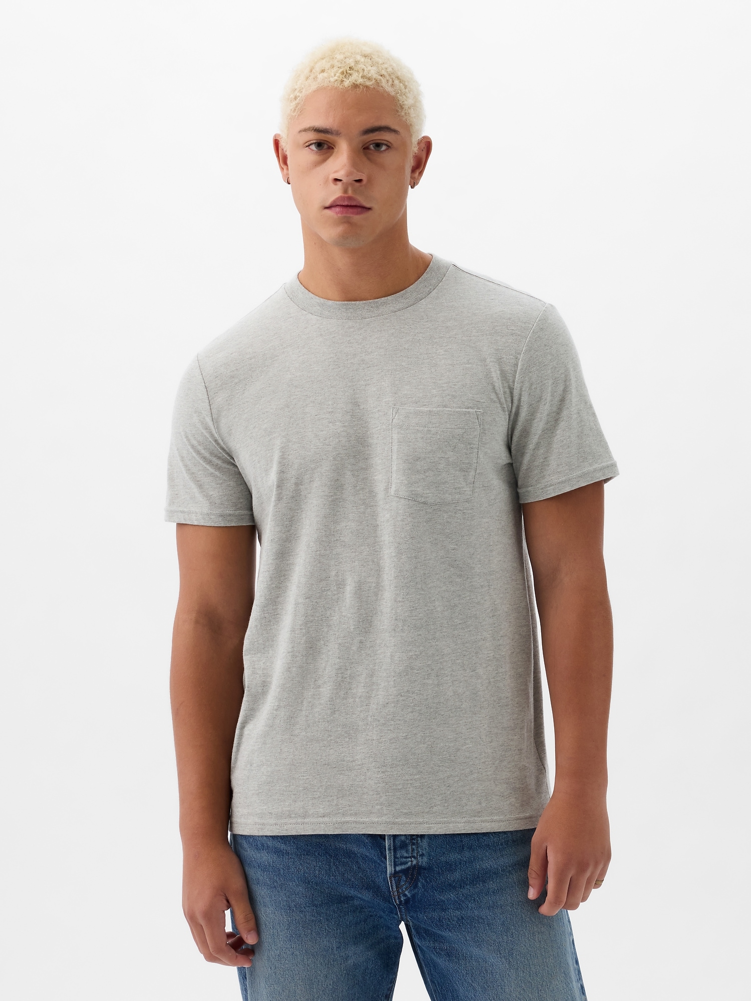 Shop Gap Organic Cotton Pocket T-shirt In Light Gray
