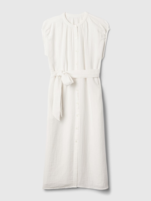 Image number 6 showing, Crinkle Gauze Belted Midi Dress