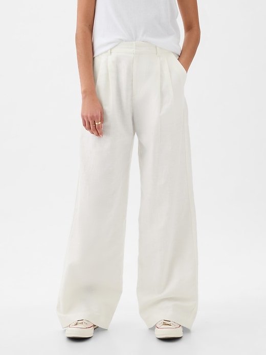 365 High Rise Linen-Cotton Trousers | Gap