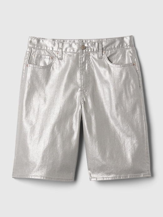 Image number 7 showing, 11.5" Mid Rise Metallic Longline Denim Shorts