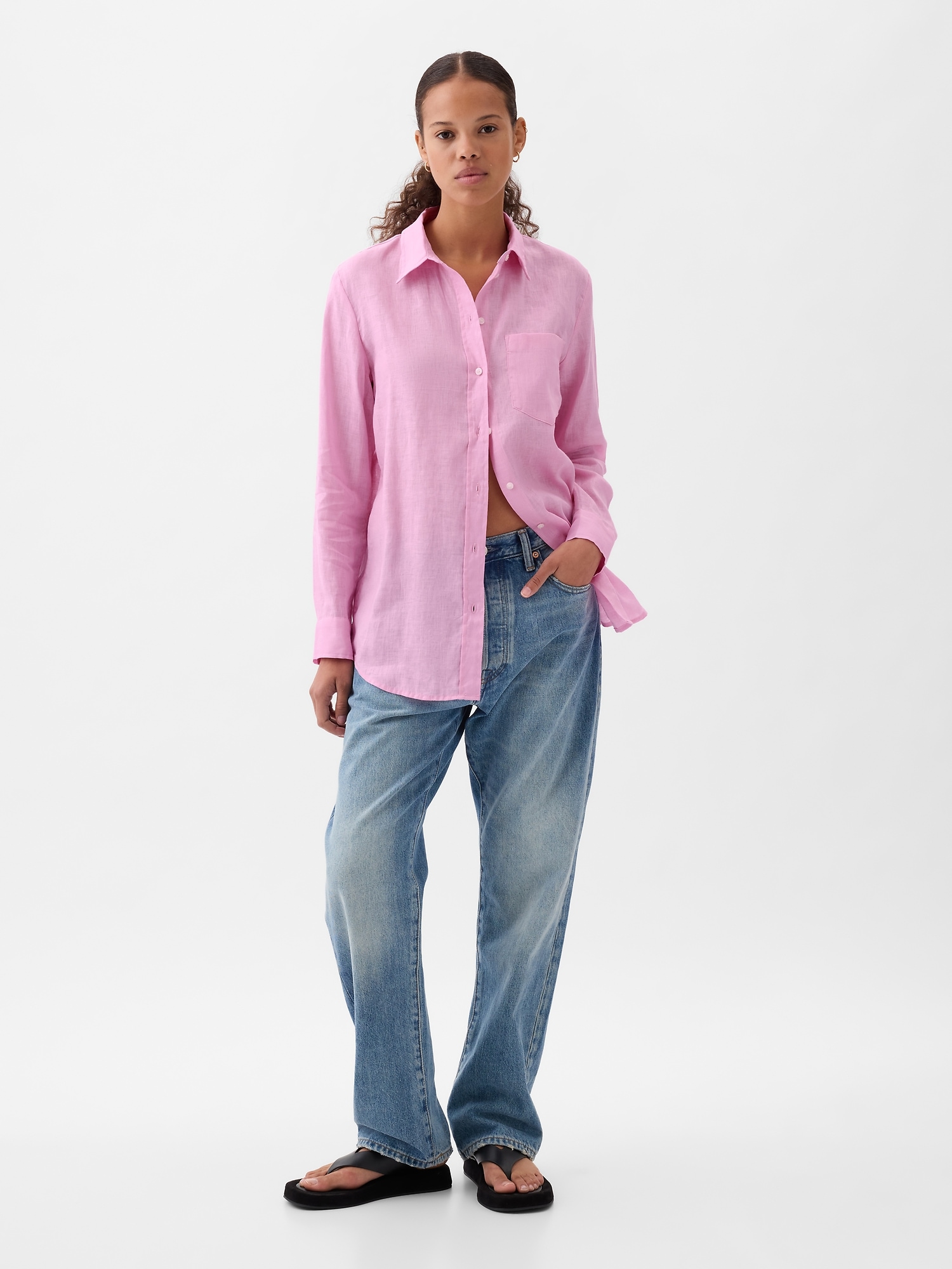 Gap Oversized Linen-Cotton Floral Shirt - ShopStyle