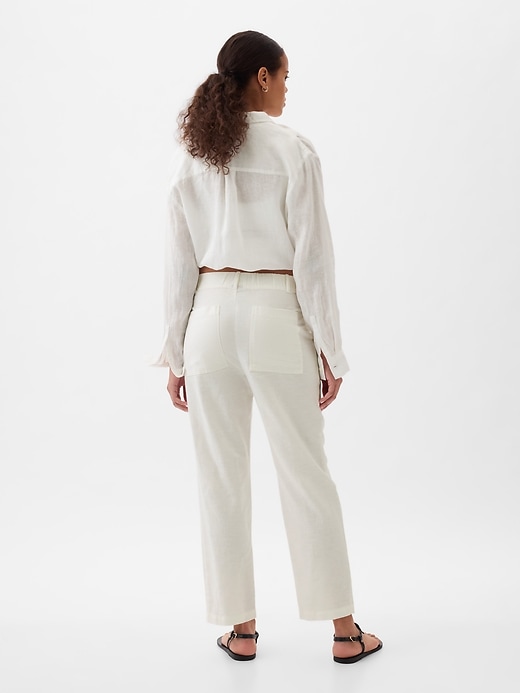 High Rise Linen-Cotton Pull-On Pants | Gap