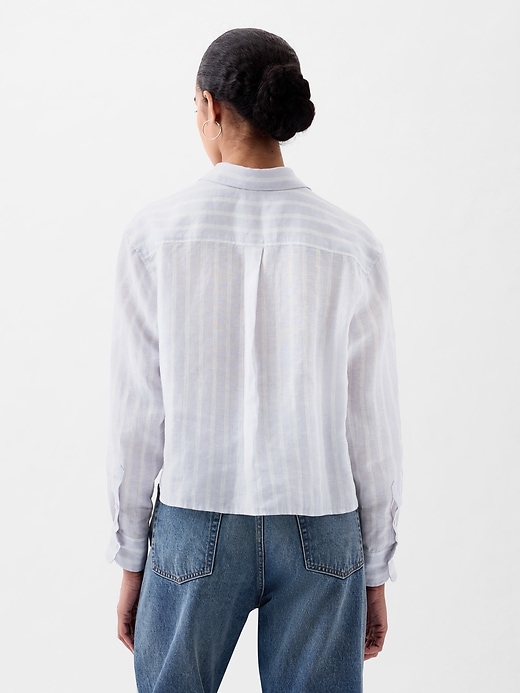 Image number 2 showing, 100% Linen Cropped Shirt