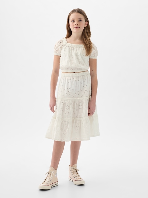 Image number 1 showing, Kids Tiered Eyelet Skirt