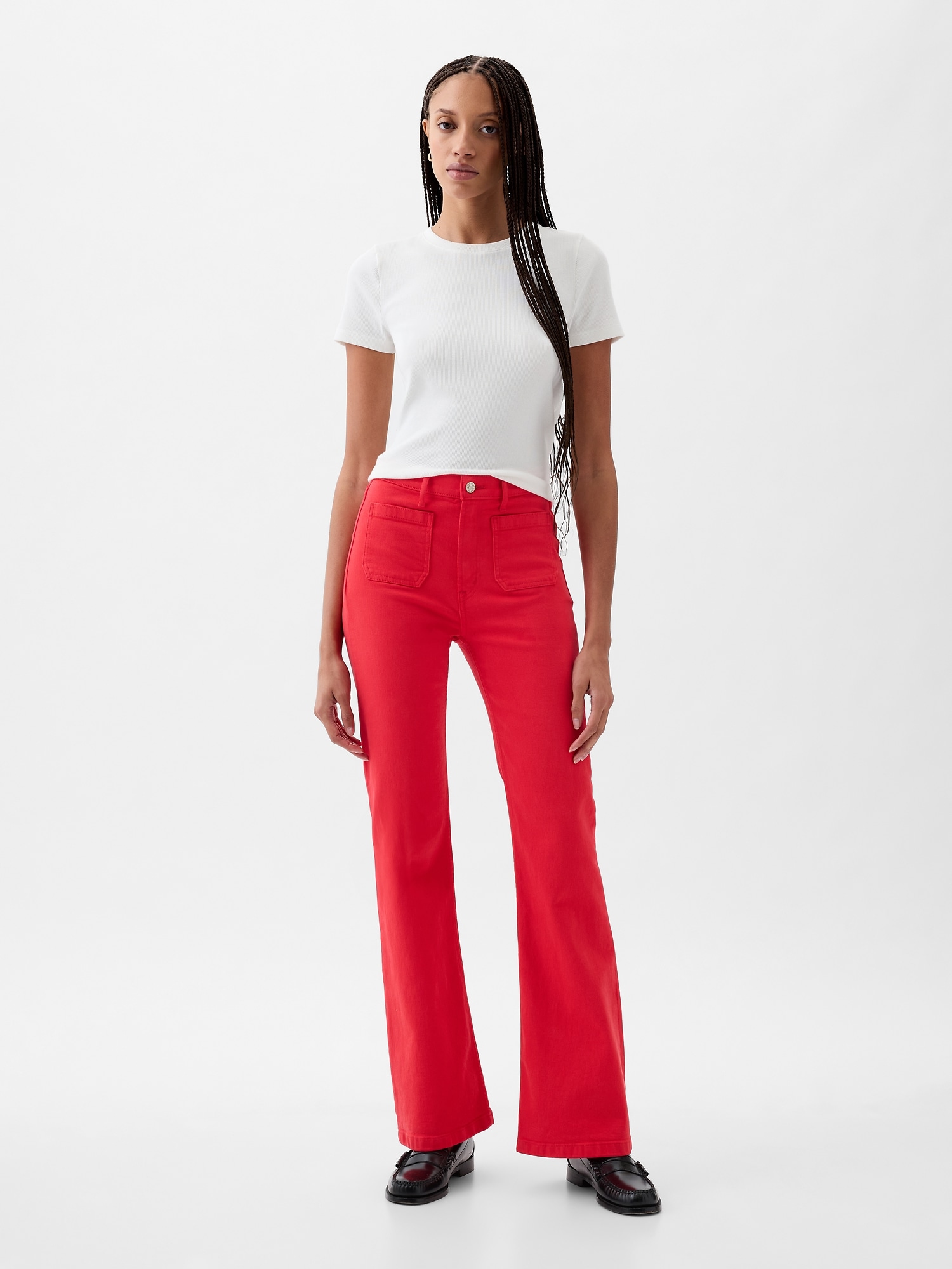 Shop Gap High Rise '70s Flare Jeans In Slipper Red