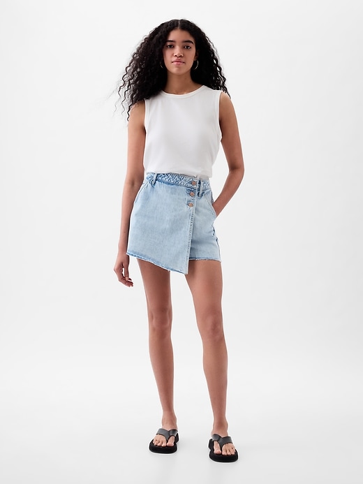 Image number 3 showing, Denim Wrap Mini Skort