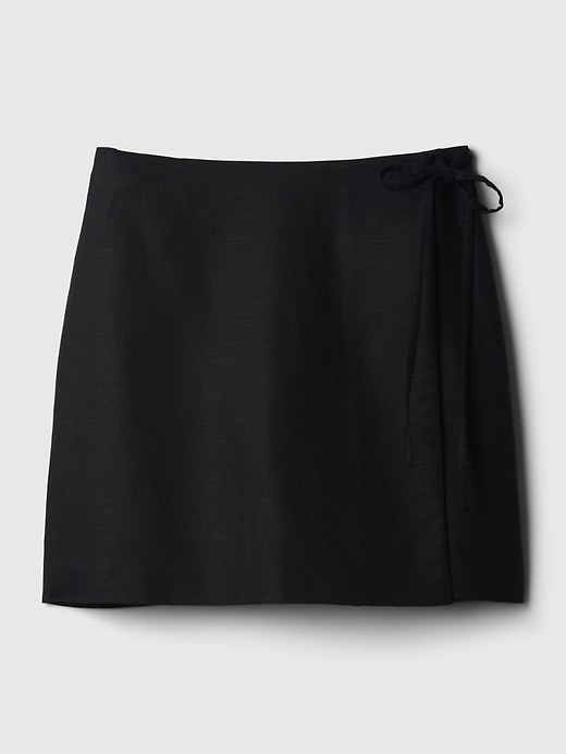 Image number 4 showing, Linen-Cotton Wrap Mini Skirt
