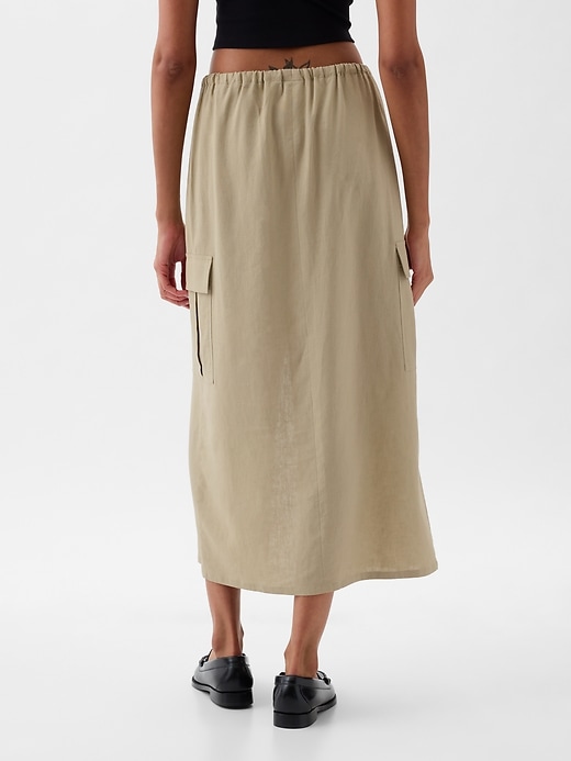Image number 2 showing, Linen-Blend Cargo Midi Skirt