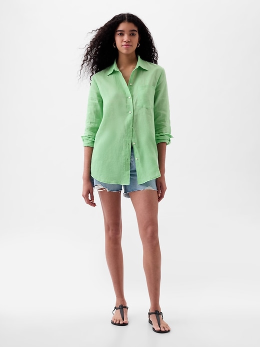 Image number 3 showing, 100% Linen Boyfriend Shirt