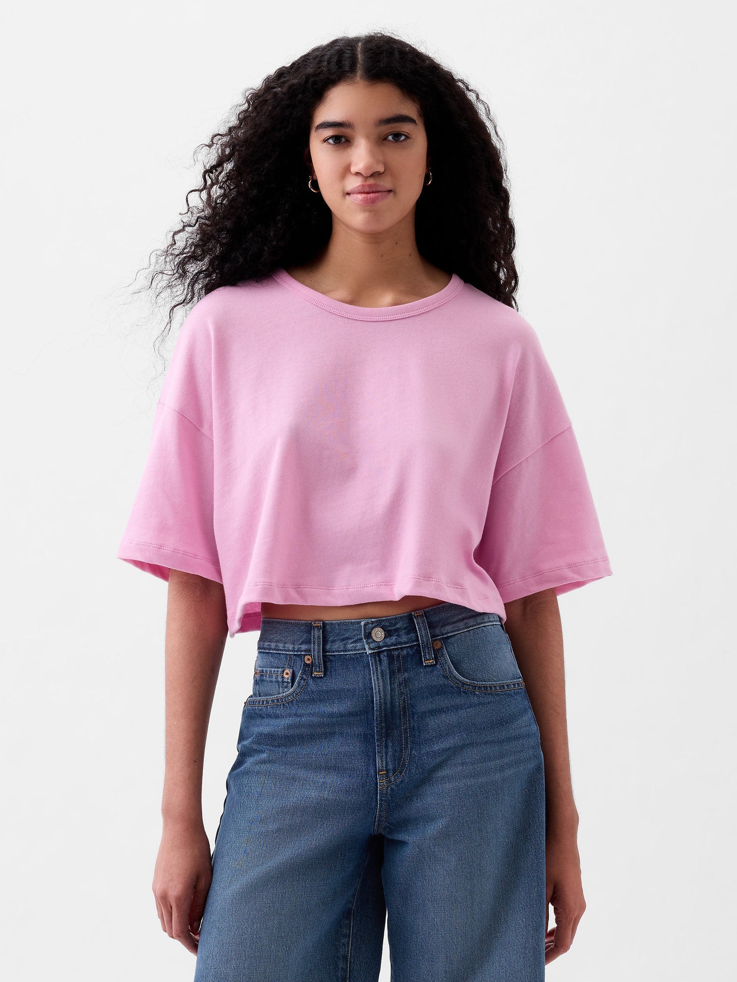 Shop Gap Ultra-cropped Oversized T-shirt In Sugar Pink