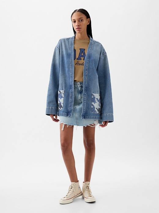 Image number 1 showing, GAP × DAP Organic Cotton Denim Wrap Jacket