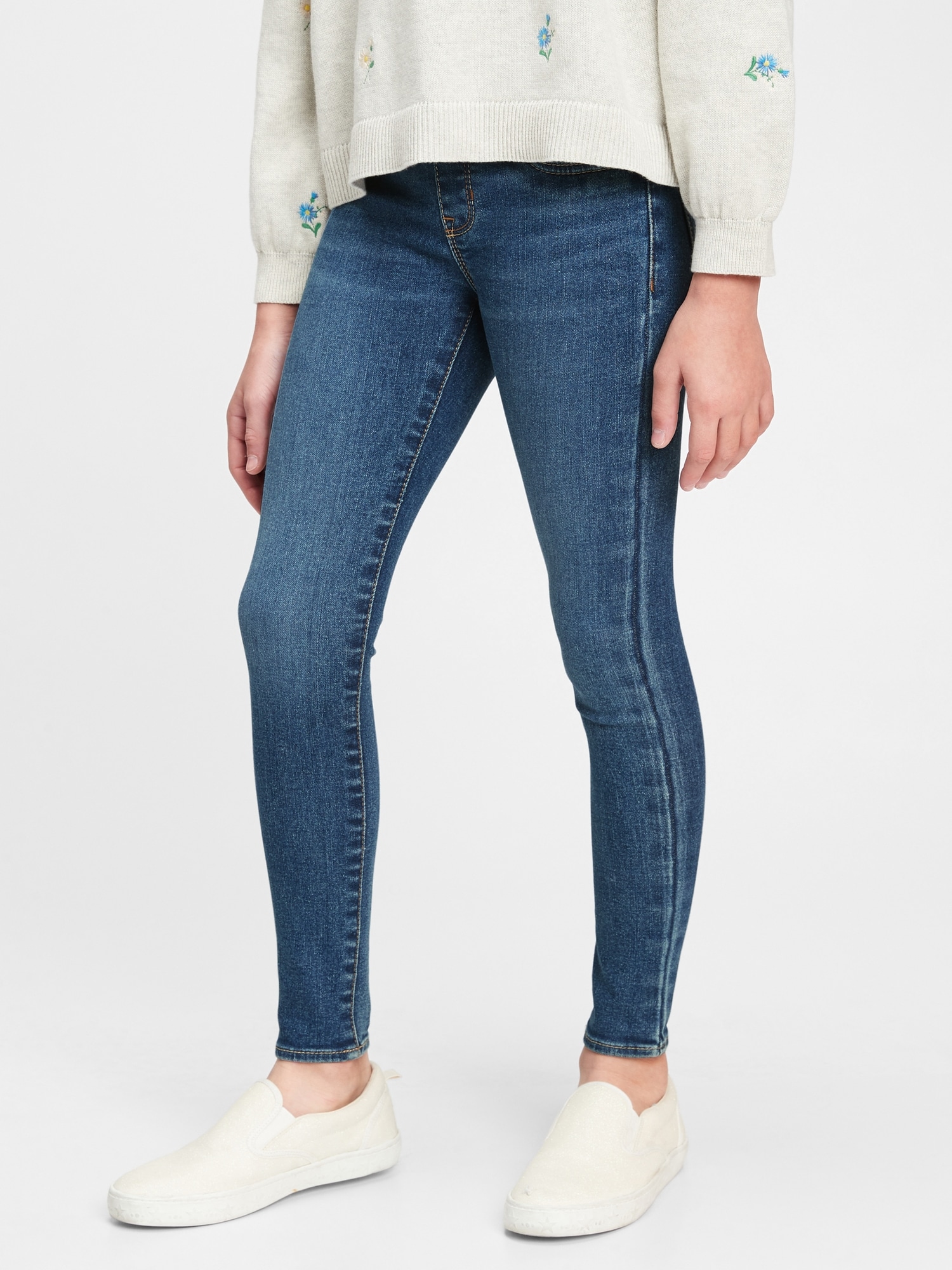 Kids Girls Stretchy Jeans Light Blue Denim Ripped Faded Skinny Pants  Jeggings | eBay