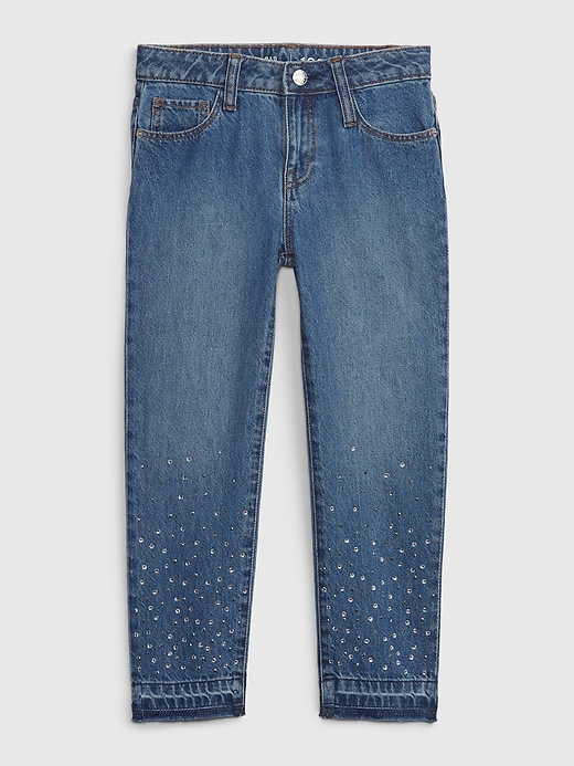 Image number 3 showing, Kids Mid Rise Rhinestone Girlfriend Jeans