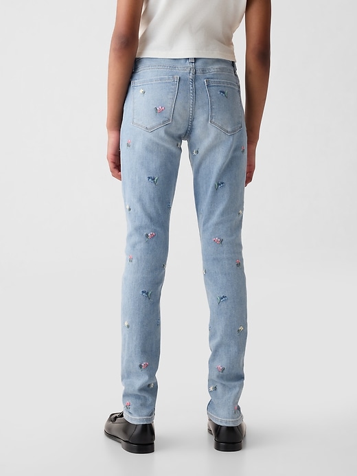 Image number 3 showing, Kids Mid Rise Embroidered Skinny Jeans