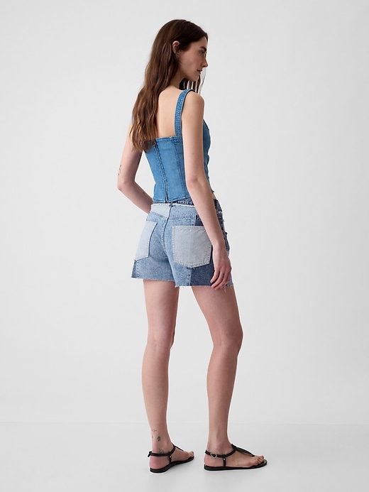 Image number 4 showing, 4" Low Rise Stride Patchwork Denim Shorts