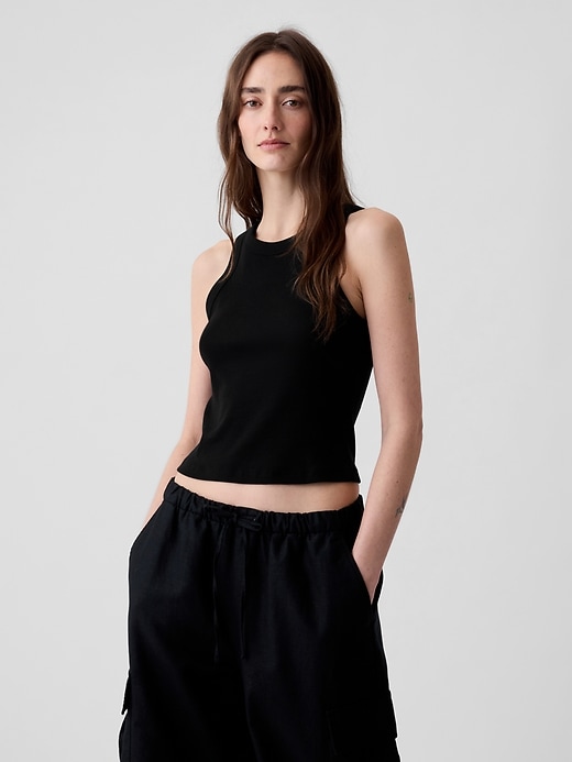 Image number 1 showing, Modern Rib Cropped Halter Top