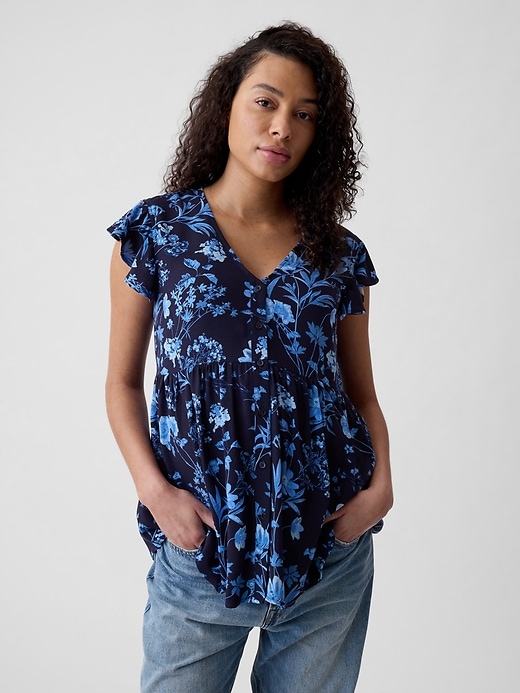 Image number 3 showing, Maternity Flutter Sleeve Shirt