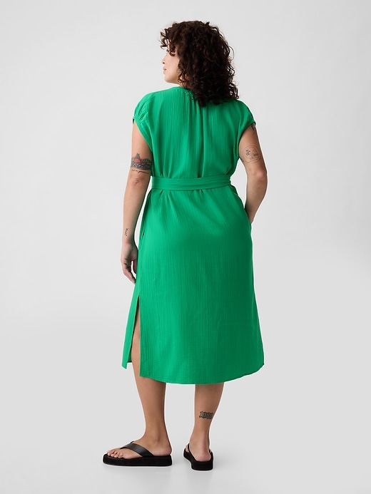 Image number 6 showing, Crinkle Gauze Belted Midi Dress