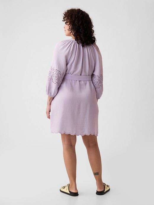 Image number 5 showing, Crinkle Gauze Embroidered Mini Dress
