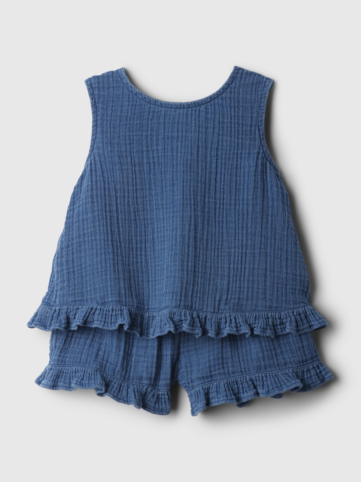 Shop Gap Baby Crinkle Gauze Ruffle Outfit Set In Medium Wash