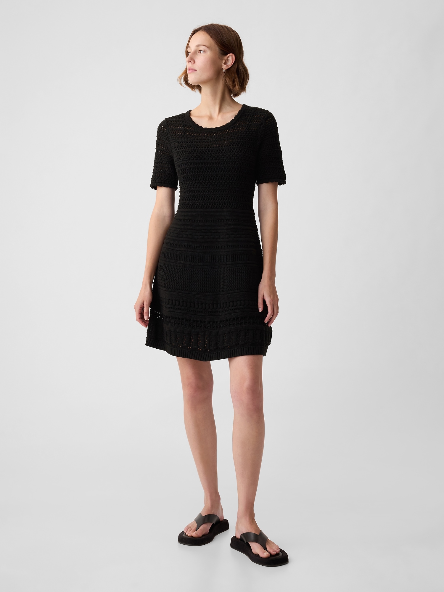 Shop Gap Crochet Mini Dress In Black