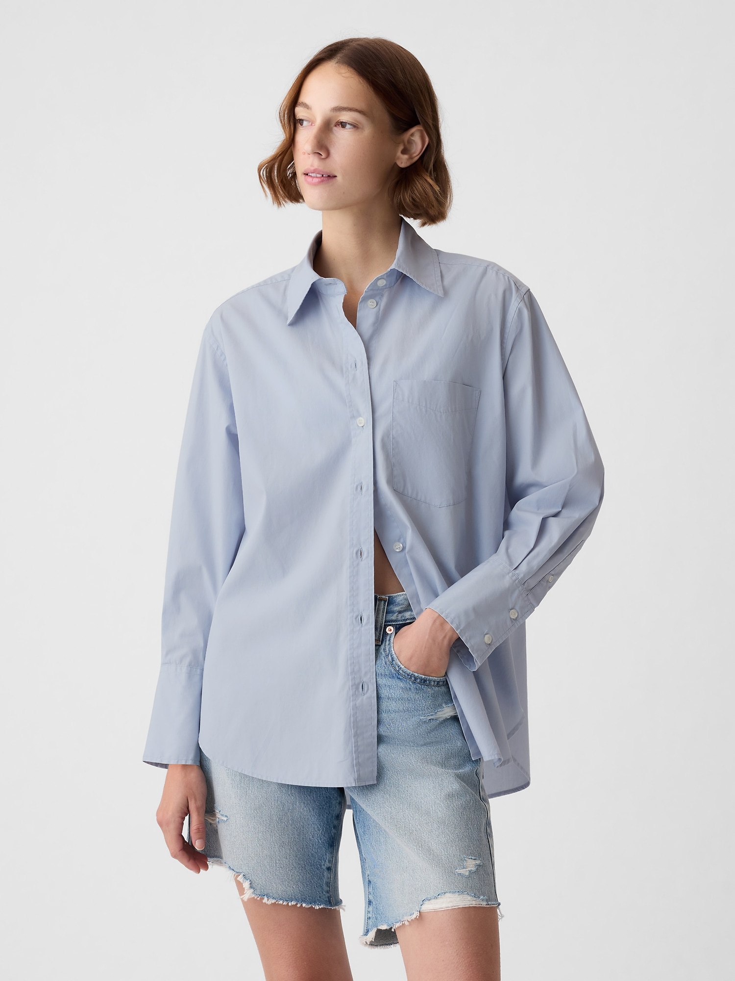 Gap Organic Cotton Big Shirt In Ice Blue