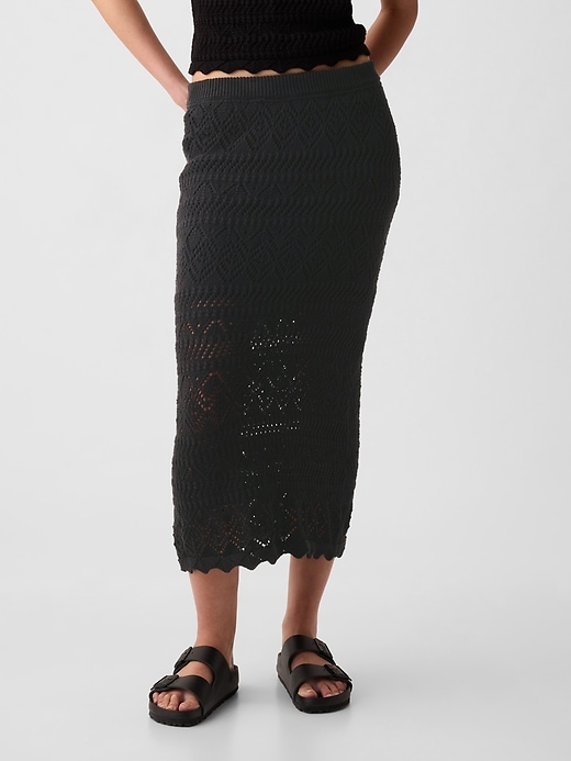 Image number 1 showing, Crochet Pull-On Midi Skirt