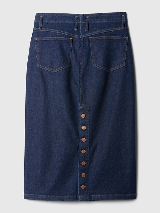 Image number 5 showing, Button-Back Denim Midi Pencil Skirt
