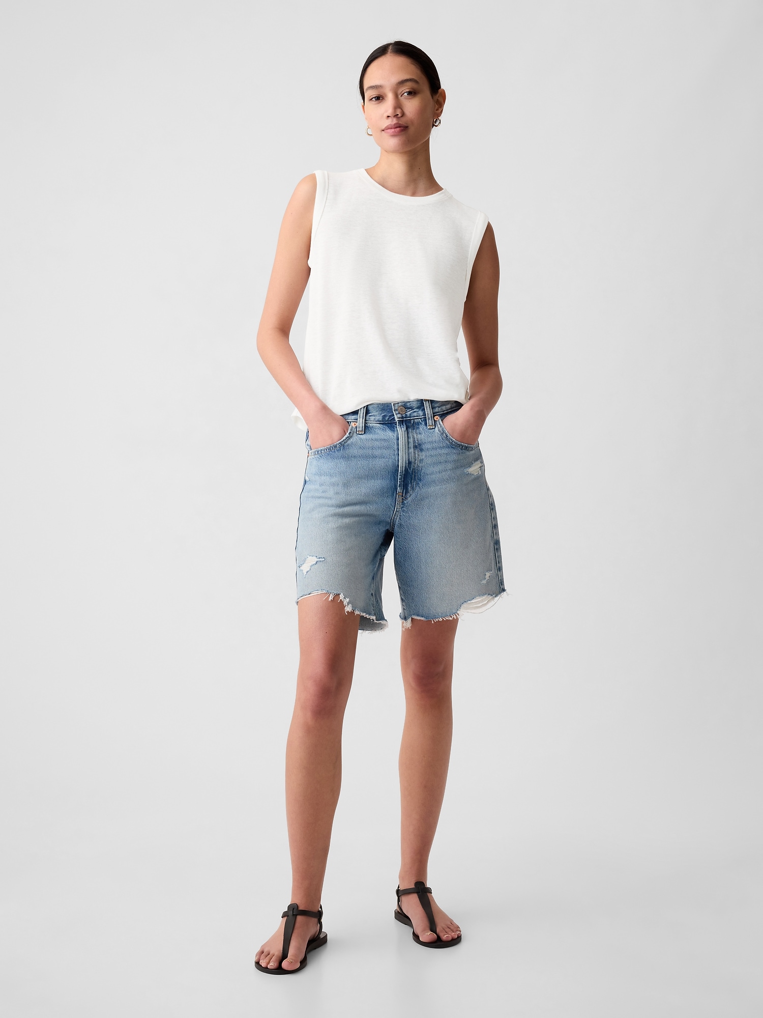 Linen-Blend Tank Top | Gap