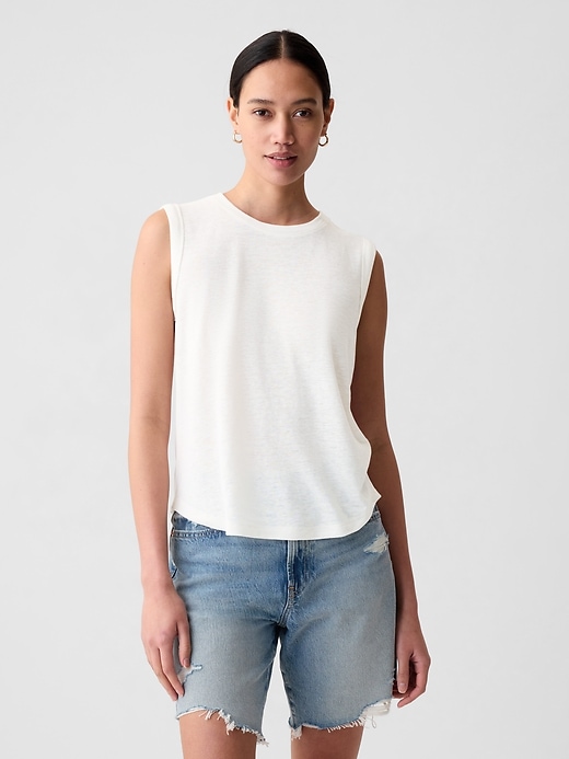 Image number 1 showing, Linen-Blend Tank Top