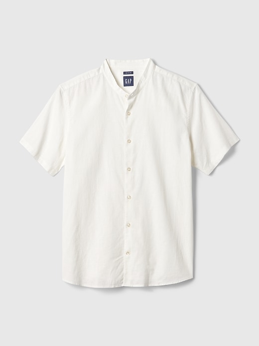 Image number 4 showing, Linen-Cotton Collarless Shirt