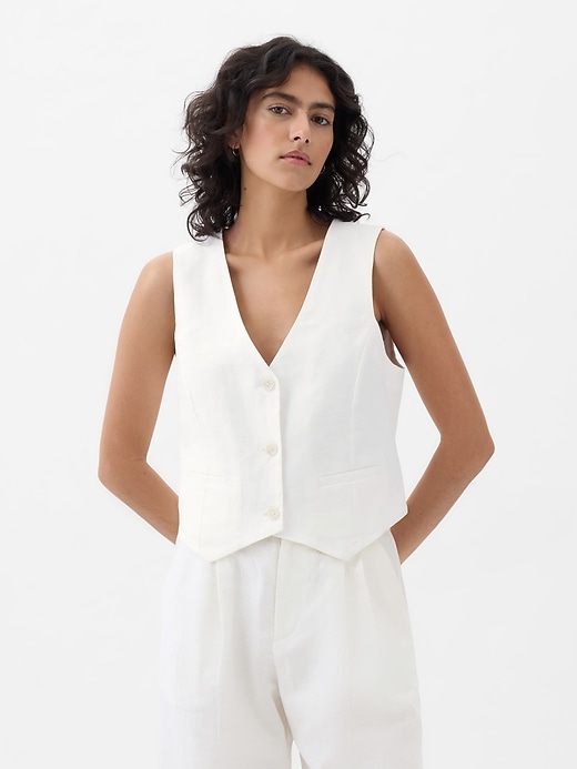 Image number 1 showing, Linen-Cotton Vest