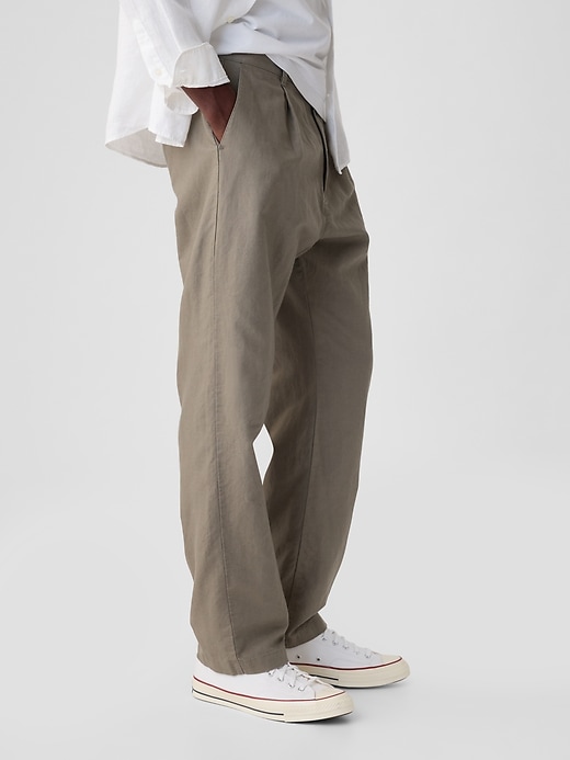 Image number 3 showing, Linen-Cotton Pleated Trousers